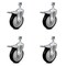 Service Caster 5 Inch Black Polyurethane Swivel 12mm Stem Caster Set with Total Lock Brake SCC-TSTTL20S514-PPUB-BLK-M1215-4 - alternate 1